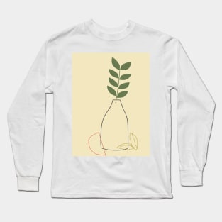 geometric vase and leaf illustration Long Sleeve T-Shirt